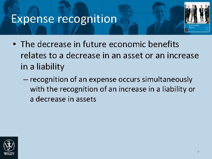 Expense recognition • The decrease in future economic benefits relates to a decrease in