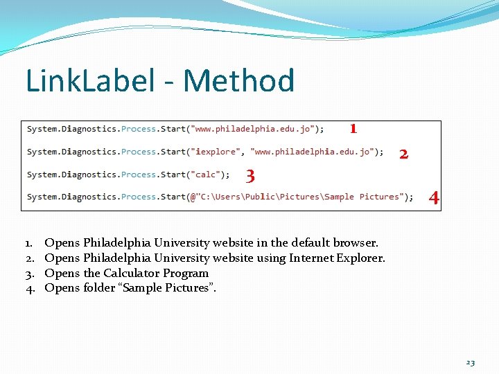 Link. Label - Method 1 3 1. 2. 3. 4. 2 4 Opens Philadelphia