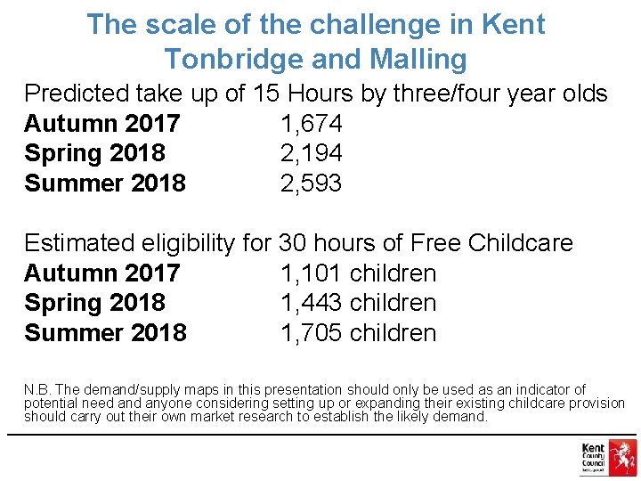 The scale of the challenge in Kent Tonbridge and Malling Predicted take up of