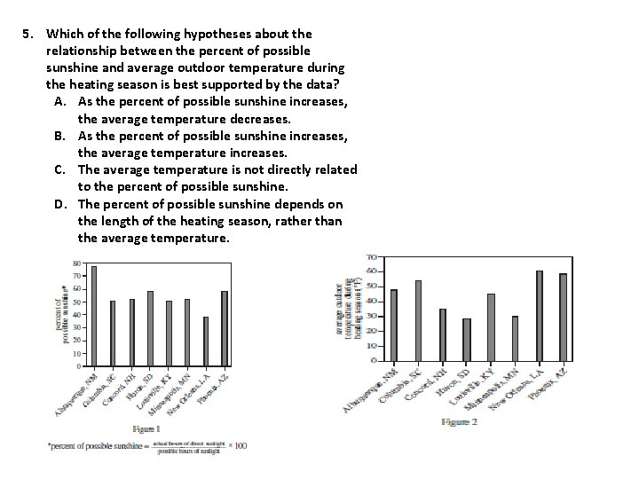 5. Which of the following hypotheses about the relationship between the percent of possible