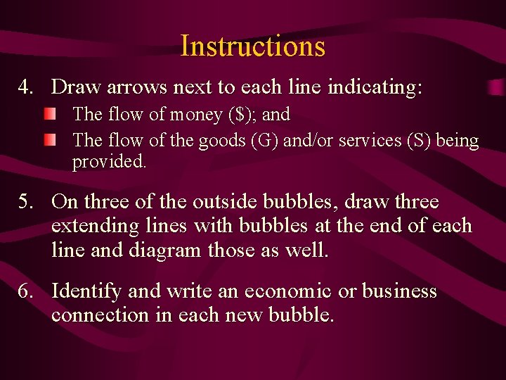 Instructions 4. Draw arrows next to each line indicating: The flow of money ($);