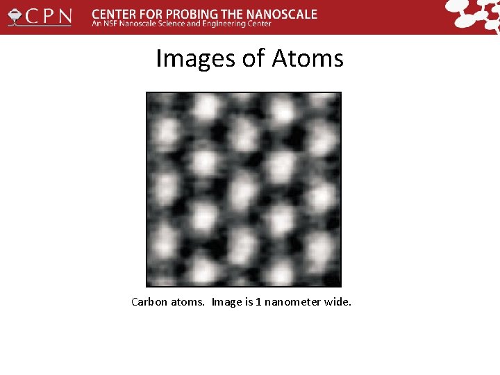 Images of Atoms Carbon atoms. Image is 1 nanometer wide. 