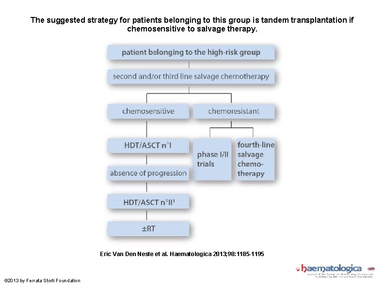 The suggested strategy for patients belonging to this group is tandem transplantation if chemosensitive