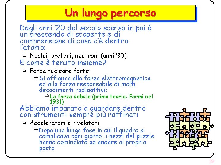 Un lungo percorso Dagli anni ’ 20 del secolo scorso in poi è un