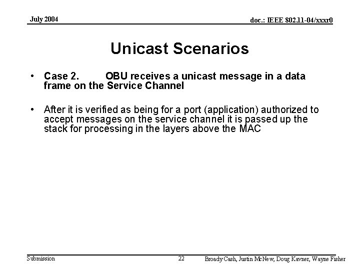 July 2004 doc. : IEEE 802. 11 -04/xxxr 0 Unicast Scenarios • Case 2.
