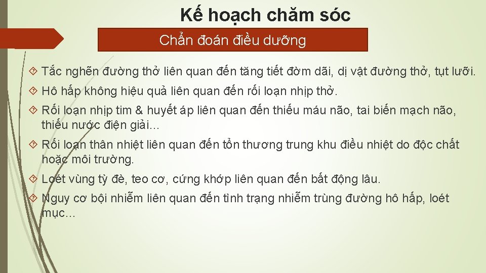 Kế hoạch chăm sóc Chẩn đoán điều dưỡng Tắc nghẽn đường thở liên quan