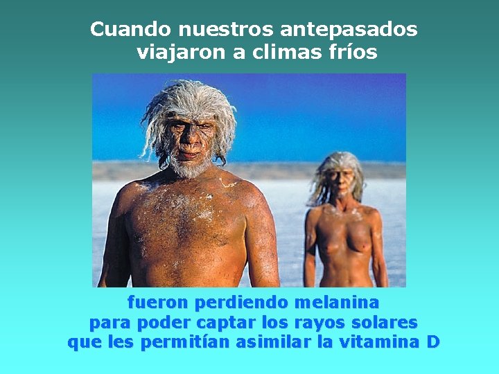 Cuando nuestros antepasados viajaron a climas fríos fueron perdiendo melanina para poder captar los