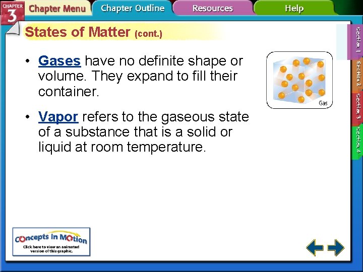 States of Matter (cont. ) • Gases have no definite shape or volume. They