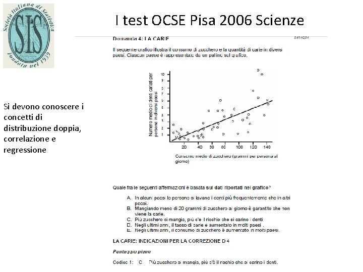 I test OCSE Pisa 2006 Scienze Si devono conoscere i concetti di distribuzione doppia,