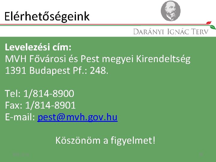 Elérhetőségeink Levelezési cím: MVH Fővárosi és Pest megyei Kirendeltség 1391 Budapest Pf. : 248.