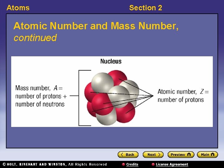 Atoms Section 2 Atomic Number and Mass Number, continued 