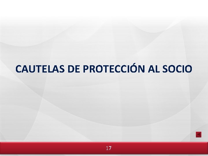 CAUTELAS DE PROTECCIÓN AL SOCIO 17 