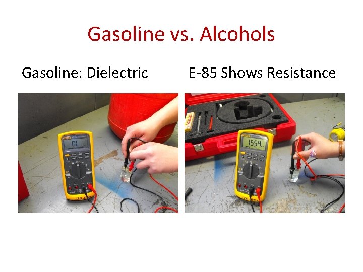 Gasoline vs. Alcohols Gasoline: Dielectric E-85 Shows Resistance 