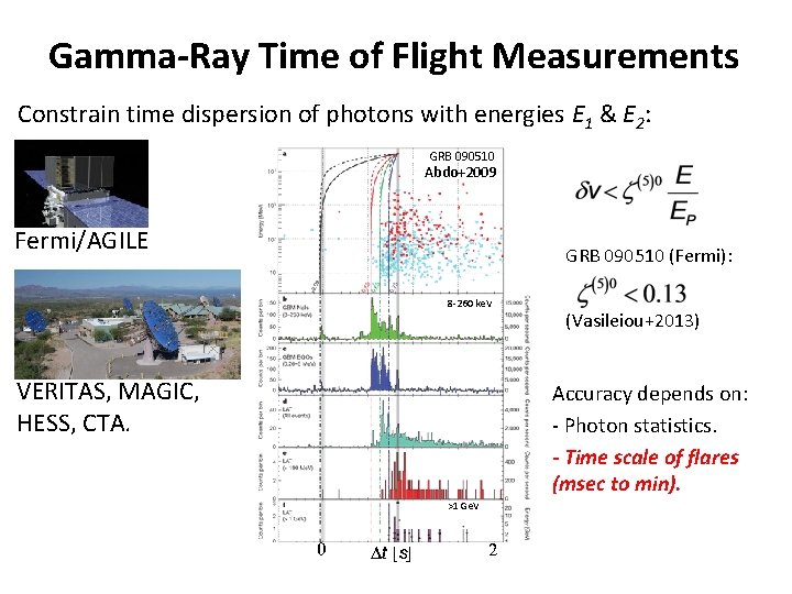 Gamma-Ray Time of Flight Measurements Constrain time dispersion of photons with energies E 1