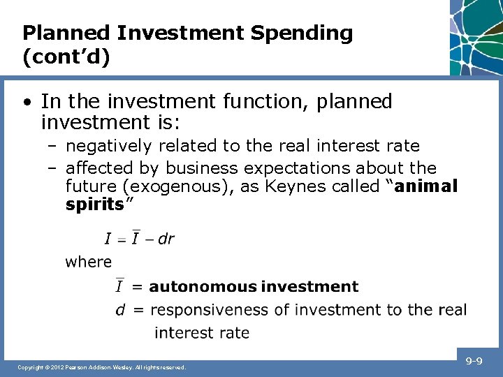 Planned Investment Spending (cont’d) • In the investment function, planned investment is: – negatively