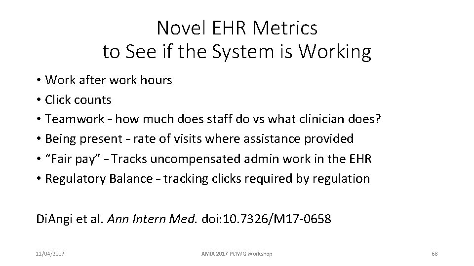Novel EHR Metrics to See if the System is Working • Work after work