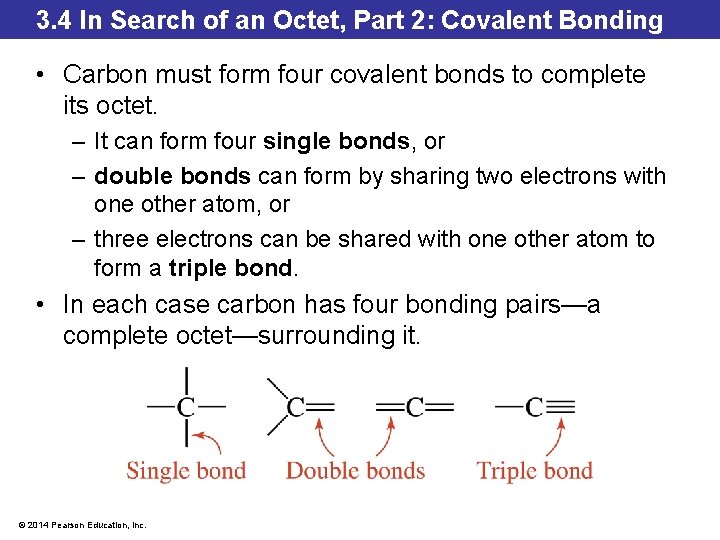 3. 4 In Search of an Octet, Part 2: Covalent Bonding • Carbon must 3. 4 In Search of an Octet, Part 2: Covalent Bonding • Carbon must