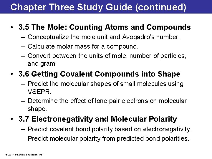 Chapter Three Study Guide (continued) • 3. 5 The Mole: Counting Atoms and Compounds Chapter Three Study Guide (continued) • 3. 5 The Mole: Counting Atoms and Compounds