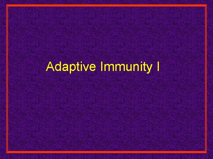 Adaptive Immunity I 