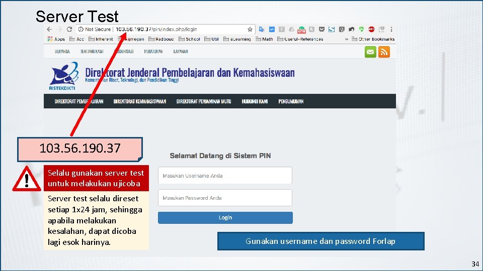 Server Test 103. 56. 190. 37 Selalu gunakan server test untuk melakukan ujicoba Server