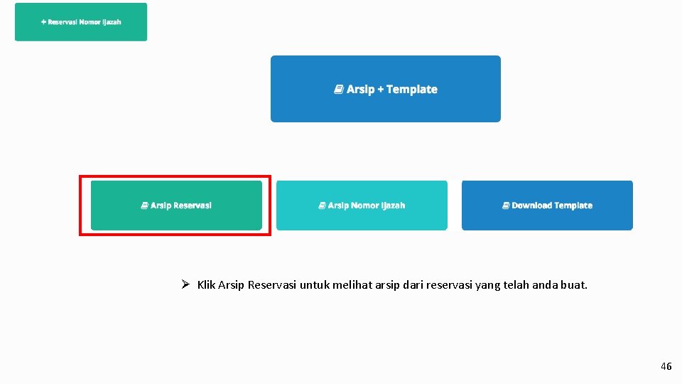 Ø Klik Arsip Reservasi untuk melihat arsip dari reservasi yang telah anda buat. 46