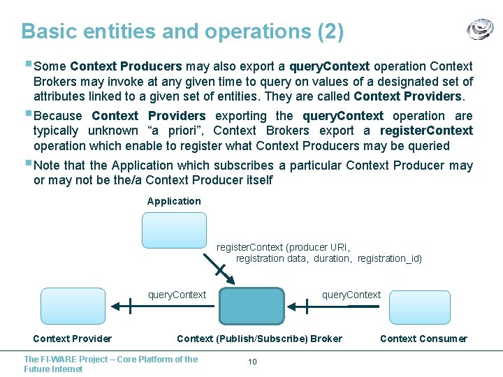 Basic entities and operations (2) § Some Context Producers may also export a query.