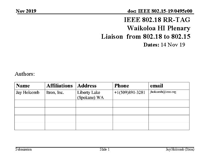 Ieee R Tag Example Nov 2019 doc IEEE 802 15 190495 r