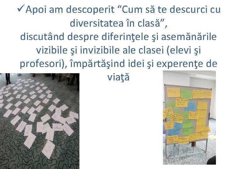 üApoi am descoperit “Cum să te descurci cu diversitatea în clasă”, discutând despre diferinţele