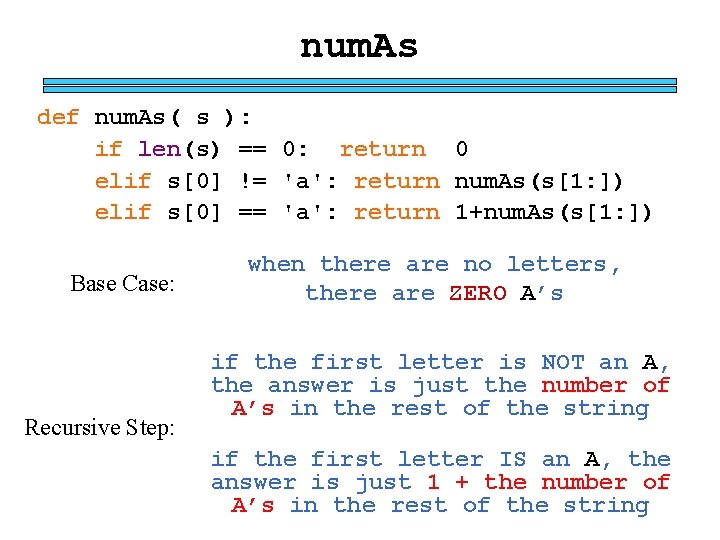 num. As def num. As( s ): if len(s) == 0: return 0 elif