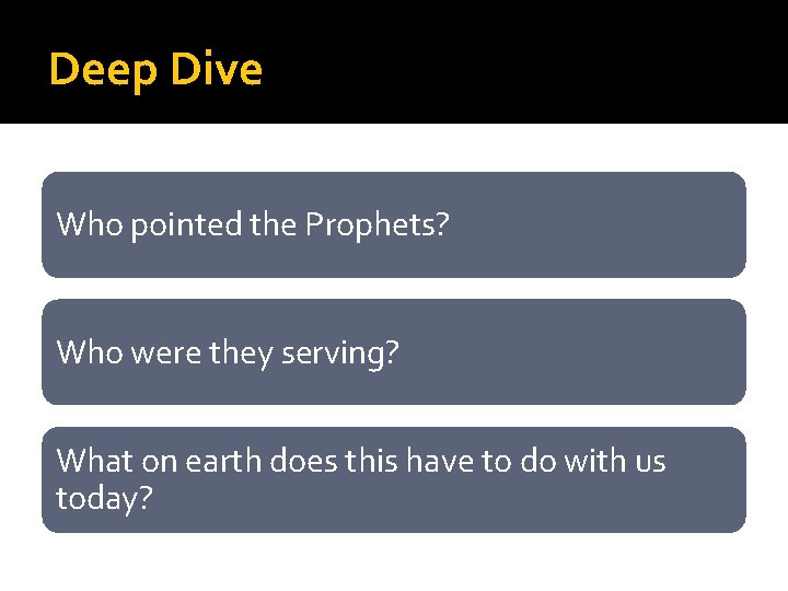 Deep Dive Who pointed the Prophets? Who were they serving? What on earth does