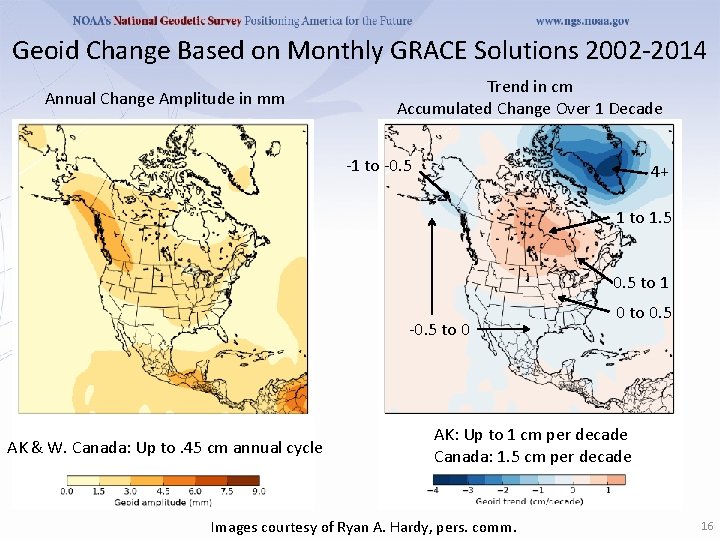 Geoid Change Based on Monthly GRACE Solutions 2002 -2014 Annual Change Amplitude in mm