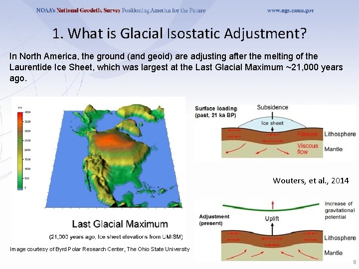 1. What is Glacial Isostatic Adjustment? In North America, the ground (and geoid) are