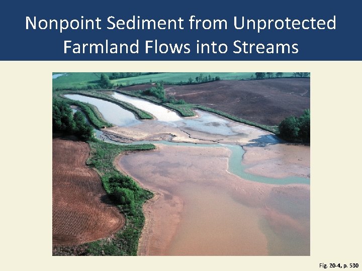 Nonpoint Sediment from Unprotected Farmland Flows into Streams Fig. 20 -4, p. 530 