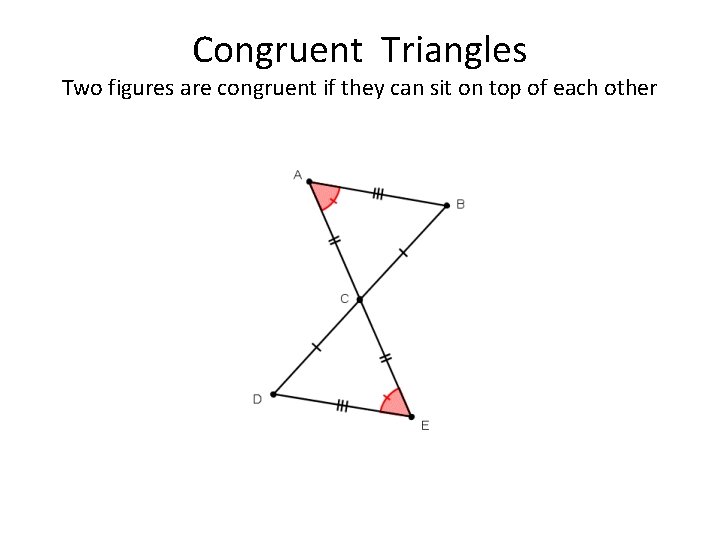 Congruent Triangles Two figures are congruent if they can sit on top of each