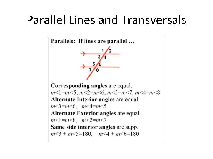 Parallel Lines and Transversals 