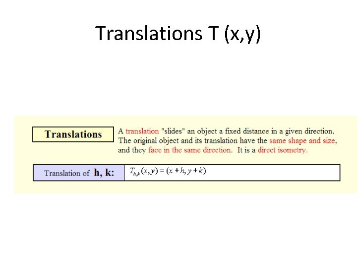 Translations T (x, y) 