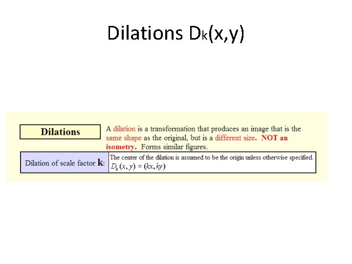 Dilations Dk(x, y) 