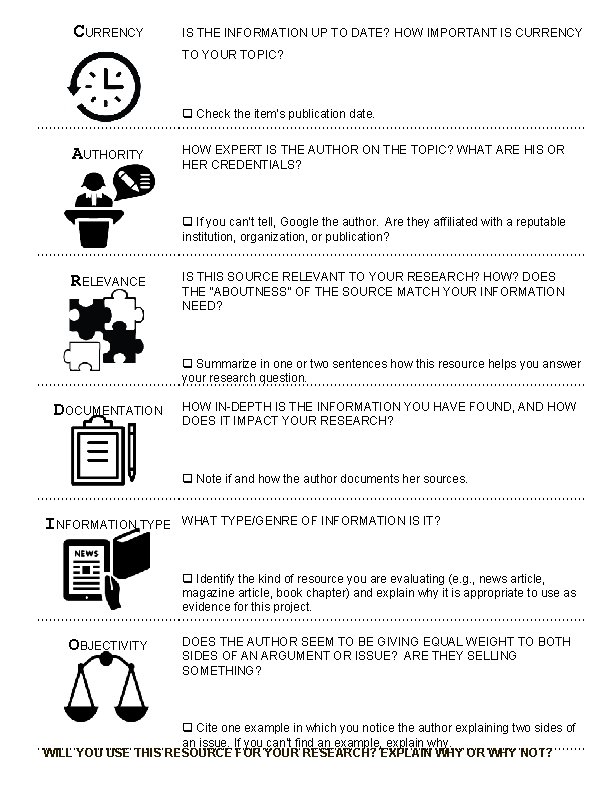 CURRENCY IS THE INFORMATION UP TO DATE? HOW IMPORTANT IS CURRENCY TO YOUR TOPIC?