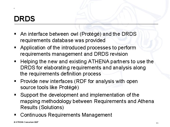 * DRDS § An interface between owl (Protégé) and the DRDS requirements database was