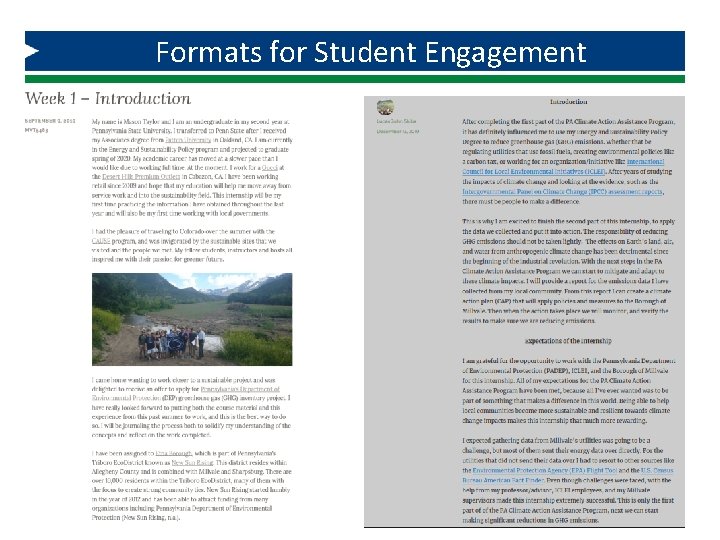 Formats for Student Engagement 19 