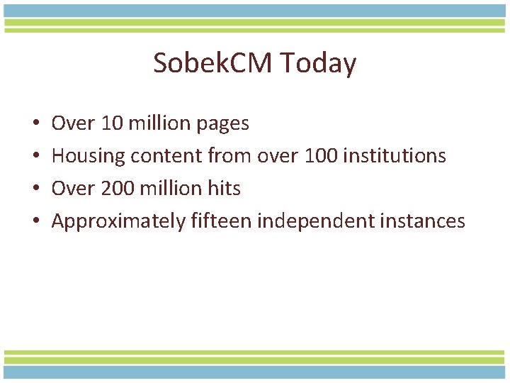 Sobek. CM Today • • Over 10 million pages Housing content from over 100