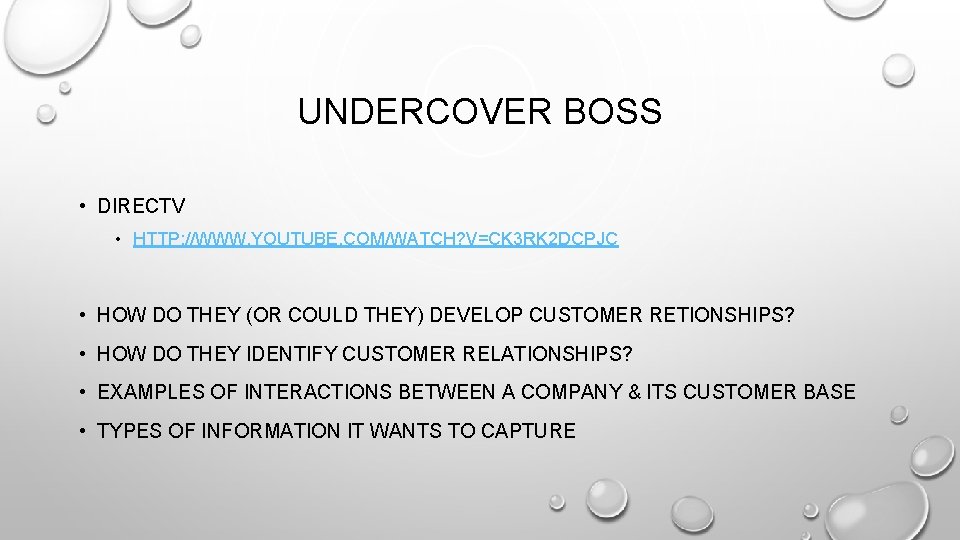 UNDERCOVER BOSS • DIRECTV • HTTP: //WWW. YOUTUBE. COM/WATCH? V=CK 3 RK 2 DCPJC