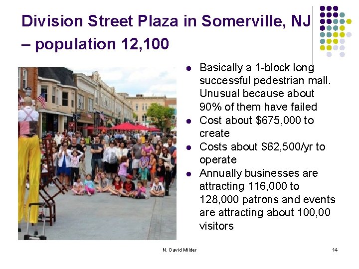 Division Street Plaza in Somerville, NJ – population 12, 100 l l N. David