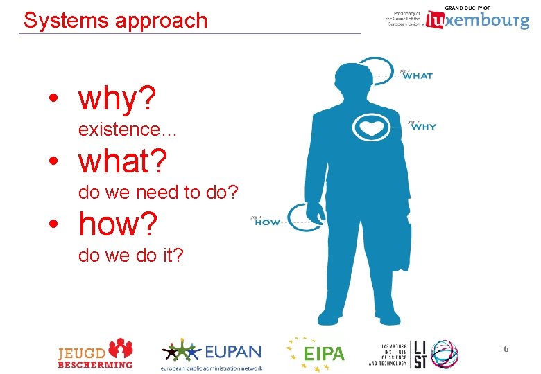 Systems approach? • why? existence… • what? do we need to do? • how?