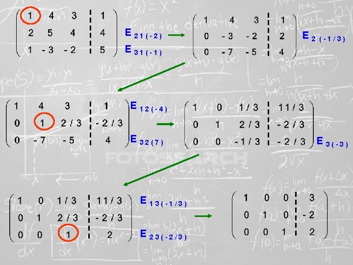 E 21(-2) E 2 (-1/3) E 31(-1) SISTEMAS LINEARES E 12(-4) ( 1ª E