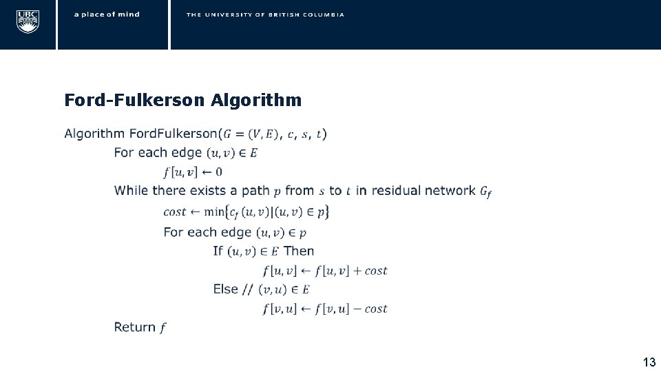 Ford-Fulkerson Algorithm • 13 