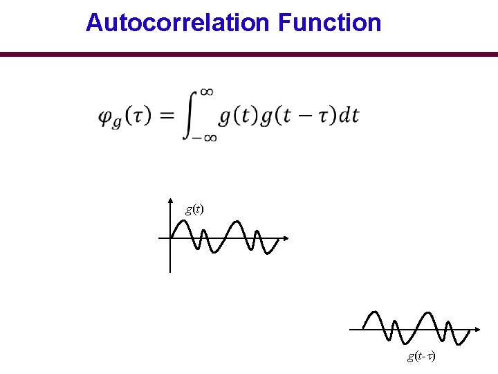 Autocorrelation Function g(t) g(t- ) 