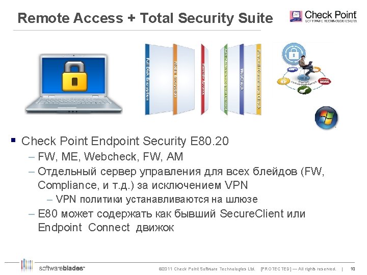 Remote Access + Total Security Suite § Check Point Endpoint Security E 80. 20