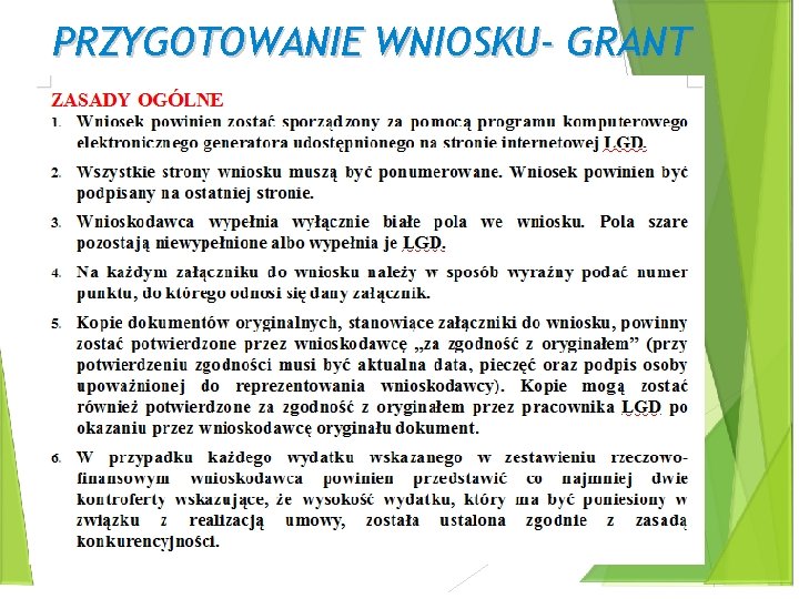 PRZYGOTOWANIE WNIOSKU- GRANT 