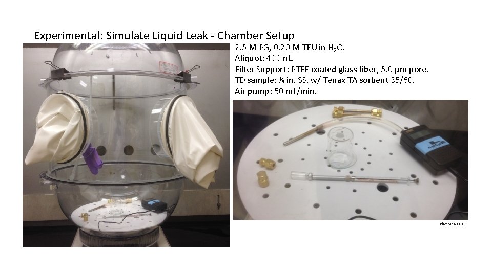 Experimental: Simulate Liquid Leak - Chamber Setup 2. 5 M PG, 0. 20 M